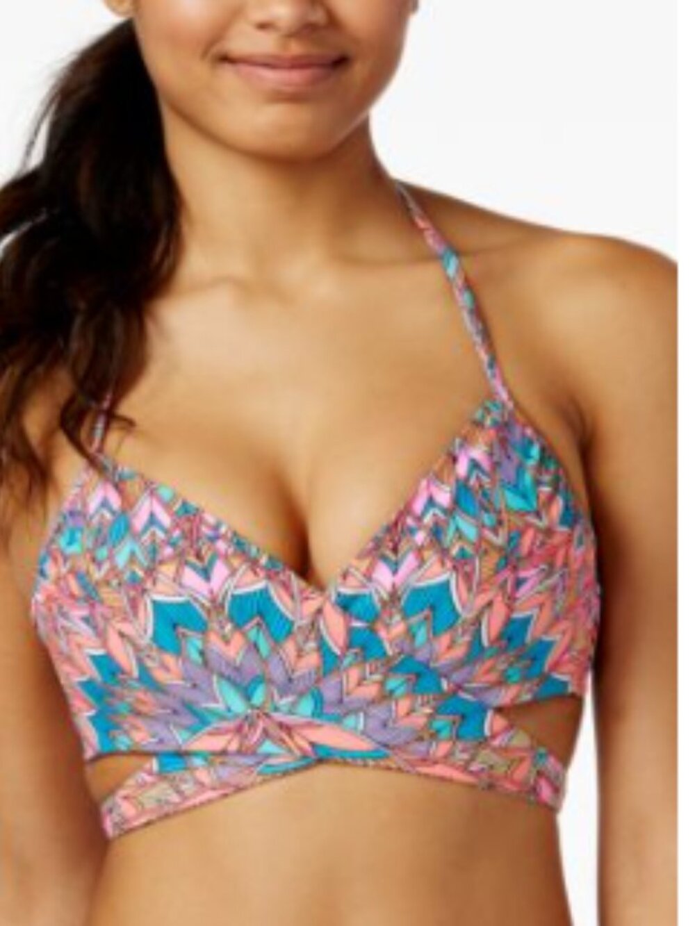 Sundazed Womens Simone Bra-Sized Underwire Wrap Bikini Top Multi, 36C